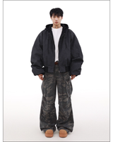 アメリカンレトロフェイク ツーピース ルーズショートフード付きコート