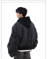 アメリカンレトロフェイク ツーピース ルーズショートフード付きコート