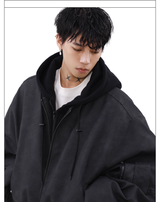 アメリカンレトロフェイク ツーピース ルーズショートフード付きコート