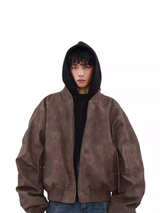 アメリカンレトロフェイク ツーピース ルーズショートフード付きコート