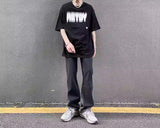 ラウンドネック プリント半袖Tシャツ