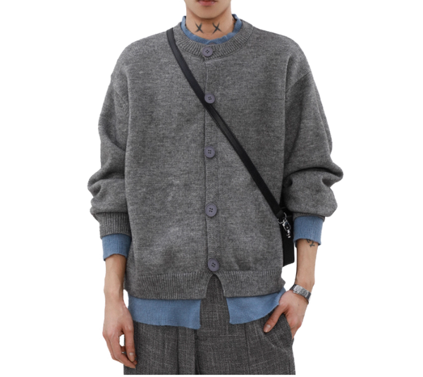 インナーリブ付きニットカーディガン