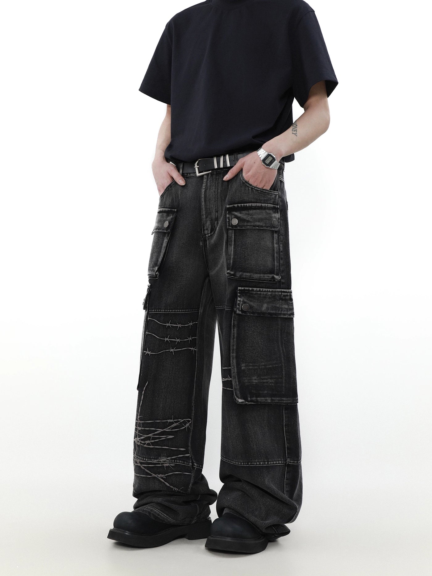 ジーンズ メンズ デニム レトロ感 ワイドレッグ ストレート 2色 ジーンズ メンズ ストレートレッグ ルーズパンツ アメリカン