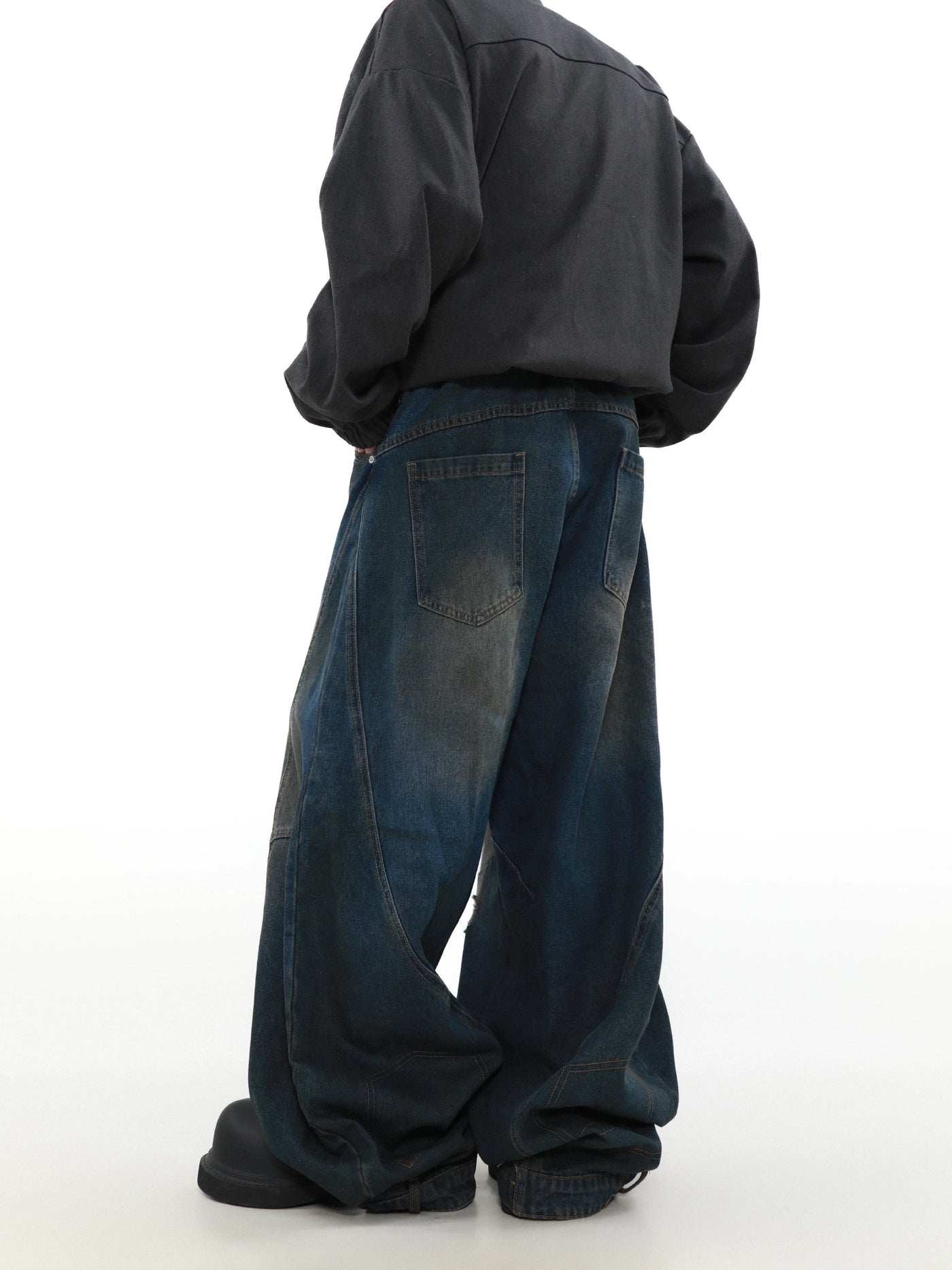 ジーンズ メンズ ウオッシュデニム ワイドレッグ ストレート 3色 ワンフォークロージング 1111clothing デニムパンツ メンズ