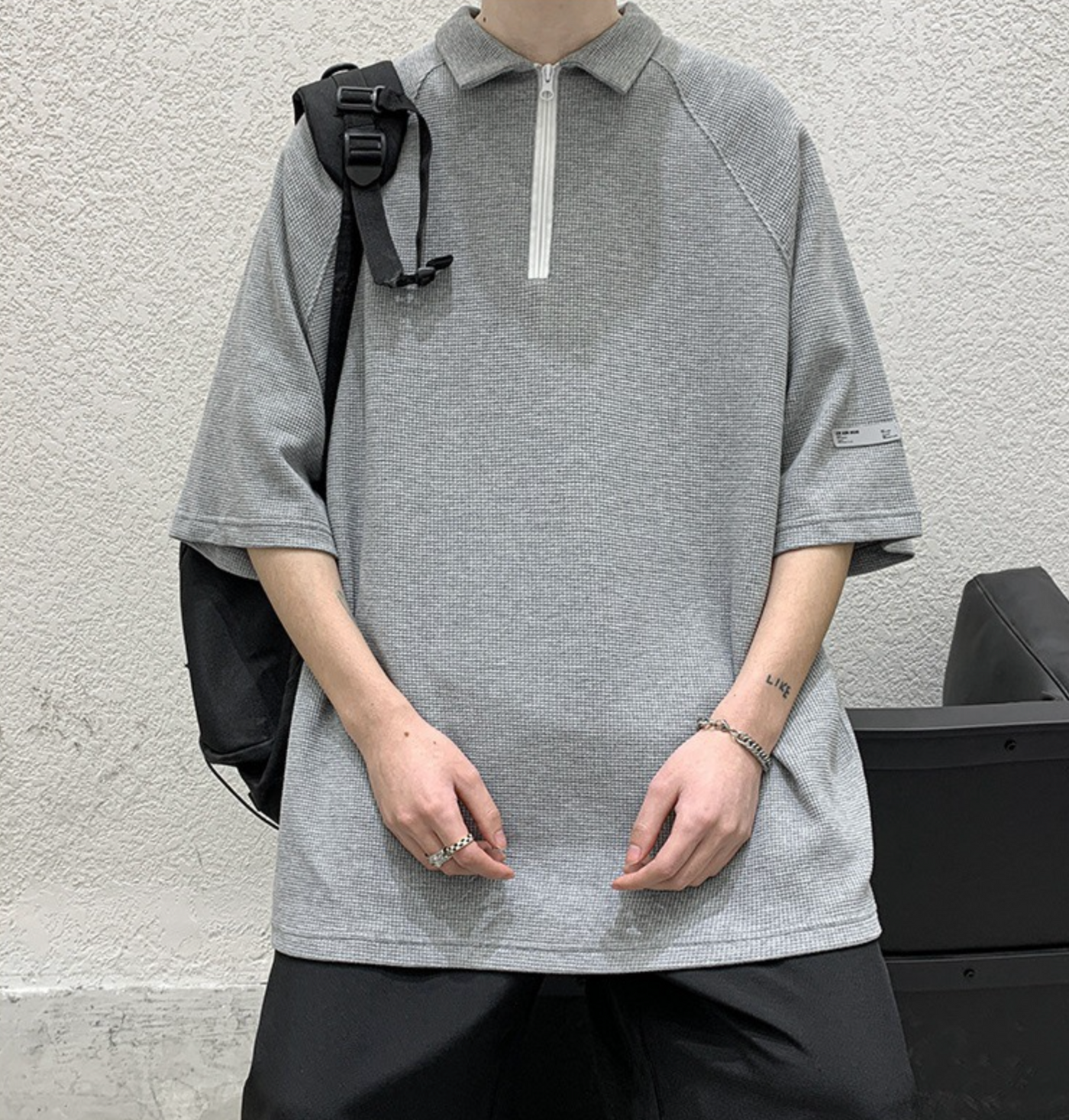 美品■サノバチーズ【XL】ケーブルポロ ポロシャツ グレー オーバーサイズ m31412554717_1.jpg?1731769259